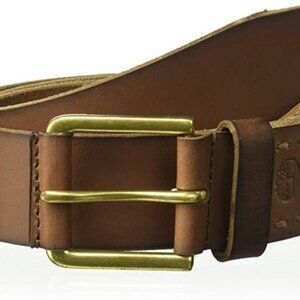Timberland Mens Brown Leather Belt Brass Buckle 40MM Width Rugged Size 34